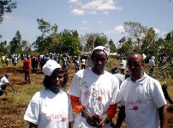 Henry and Joseph holding a tree for love